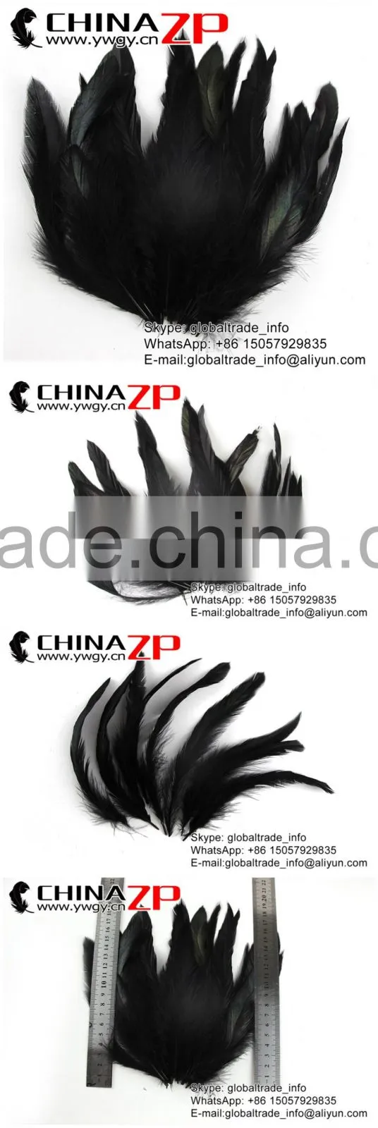 Leading Supplier CHINAZP Factory High Quality Black Chicken Dyed Rooster Schlappen Feathers