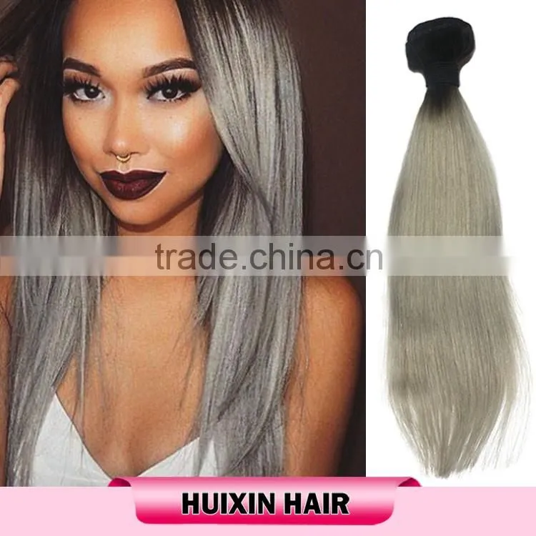 brazilian grey ombre hair,high quality human hair two tone ombre body wave brazilian grey ombre hair