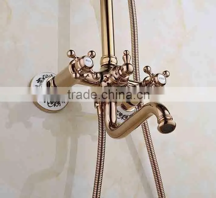 New arrival in wall rose gold rainfall shower head shower set