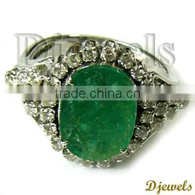 Natural Emerald Rings, Diamond Wedding Rings, White Gold Jewelry