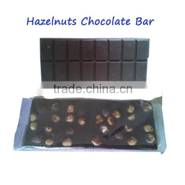 Halal Dark Compound Chocolate Bar With Hazelnut Filling