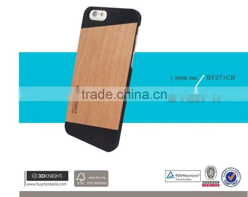 Optional Black White PC Wood Phone Cover Blank Back DIY Customized Design for iPhone 6 Case, Ultra Slim Light Case for Apple