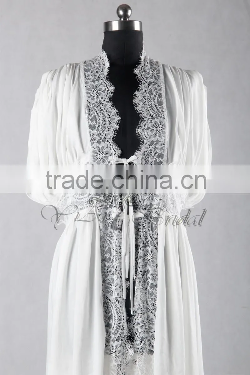 RB003 Delicate Lace Trim Sexy Kimono Robe for Women