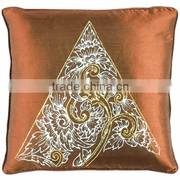 Pillow Case Cushion Covers Silk Art Fabric Painted TRIANGLE painting THAILAND FLOWERS