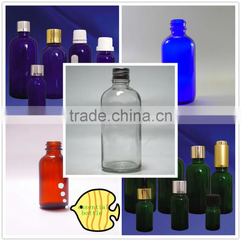 100ml boston round glass bottle with aluminum cap