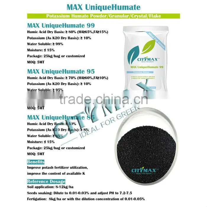 High Water Solubility of Potassium Humate