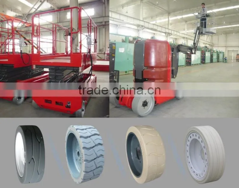 white smooth Solid Tire Type and ISO Certification tire for lifing platform