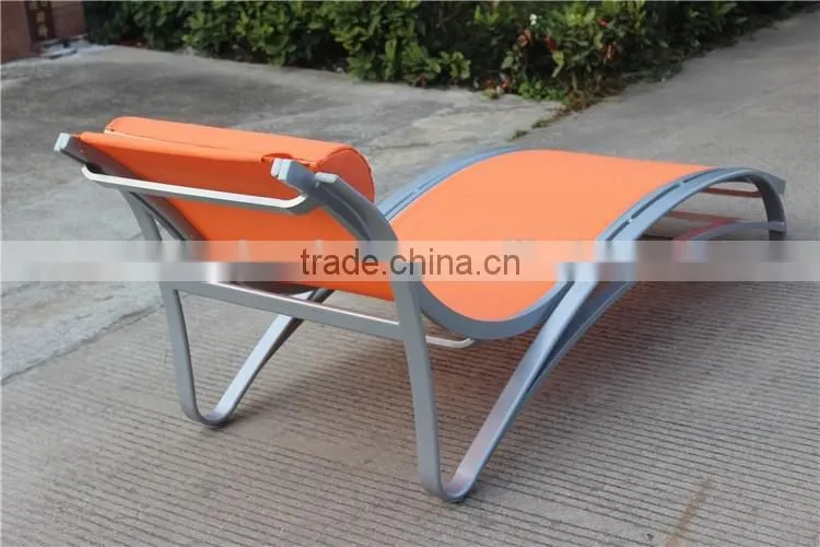 Modern Poolside Aluminum Frame Mesh Sun Lounger
