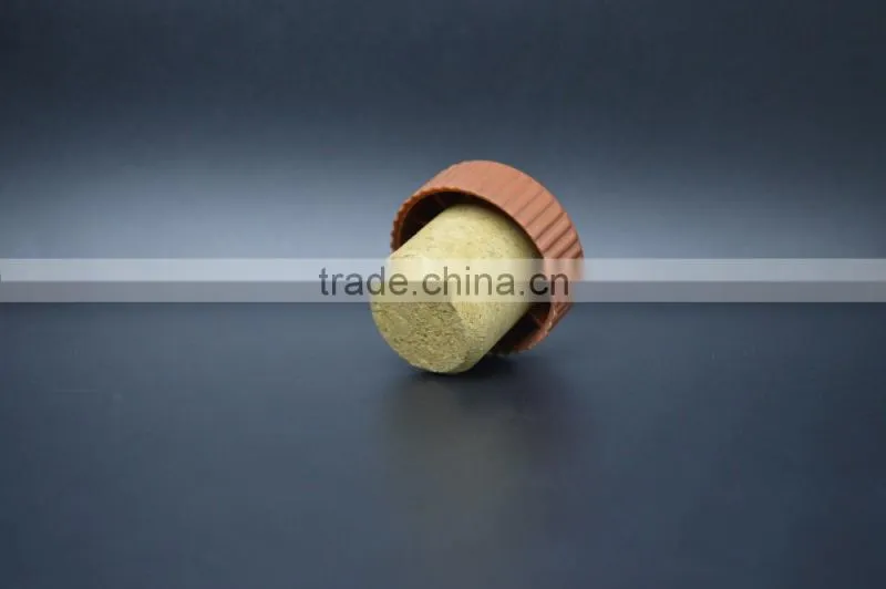Red plastic cap T-shape wooden cork wine bottle stopper