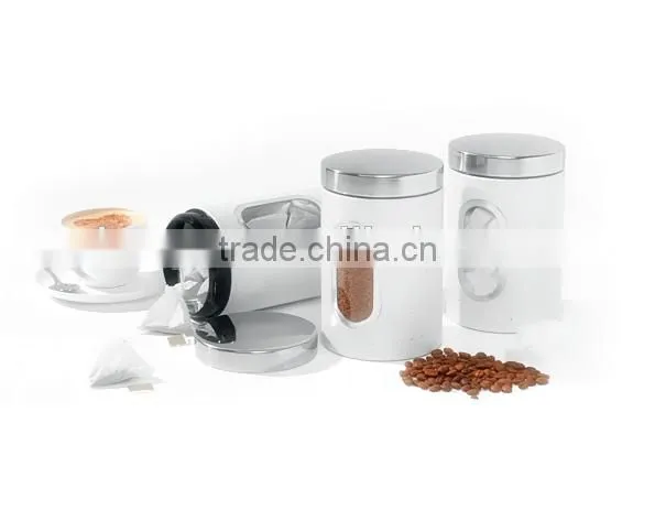 Blue 3-Piece Metal Nested Kitchen Canister Storage Set