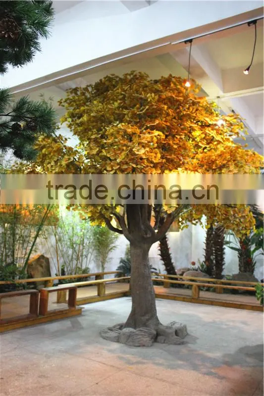 Home garden decoration 100cm to 1000cm Height artificial indoor live plastic ficus red with green big maple tree EZLS05 1011