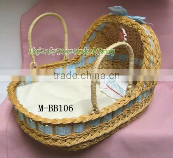 handmade wicker basket for baby sleeping with handles