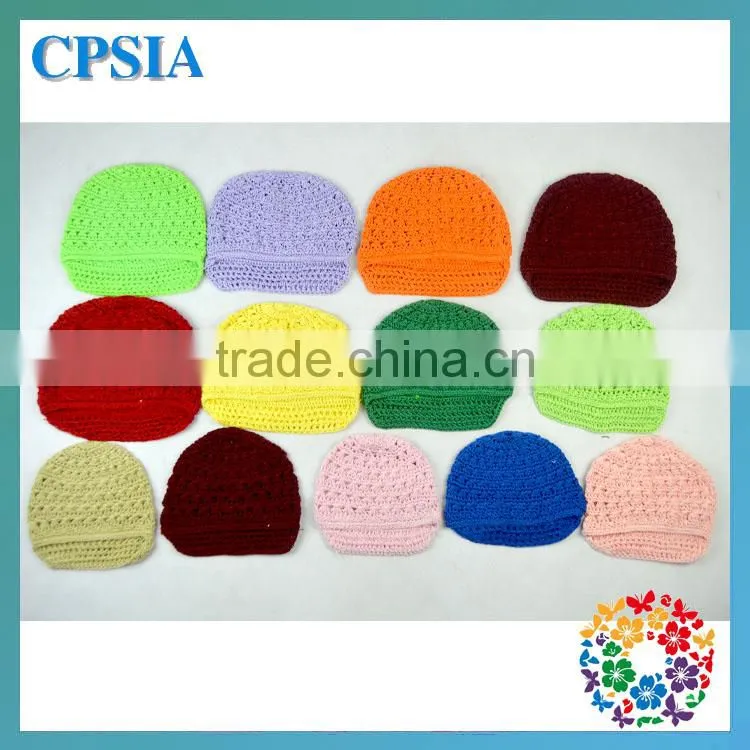 Promotion Solid Colors Baby Hat Summer Crochet Beanie Boy Funny Hats Baby Caps Child Hat