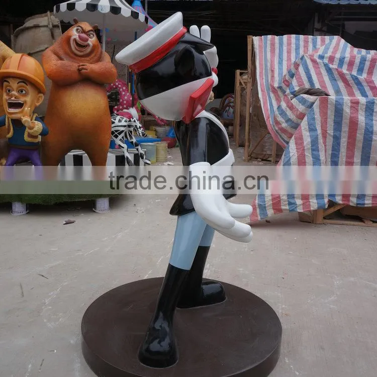 FRP black cat police cartoon statue