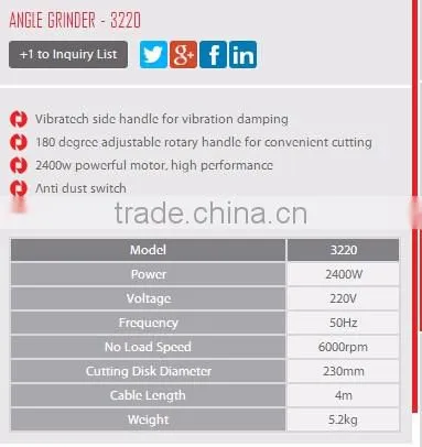 RONIX HIGH QUALITY ANGLE GRINDER 230MM-2400W MODEL 3220