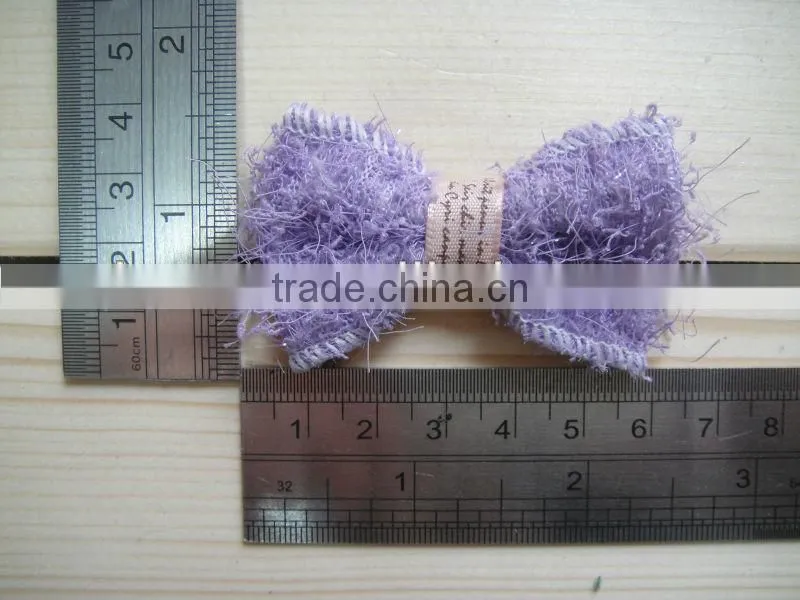 CF0571 Wholesale hairy purple fancy baby hair bow for baby girl