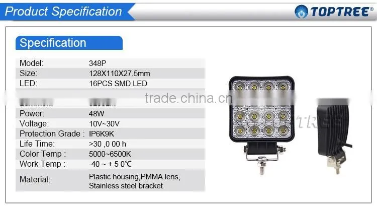 New Superbright 27w led work light for heavy duty ip67 10-30v led working lights