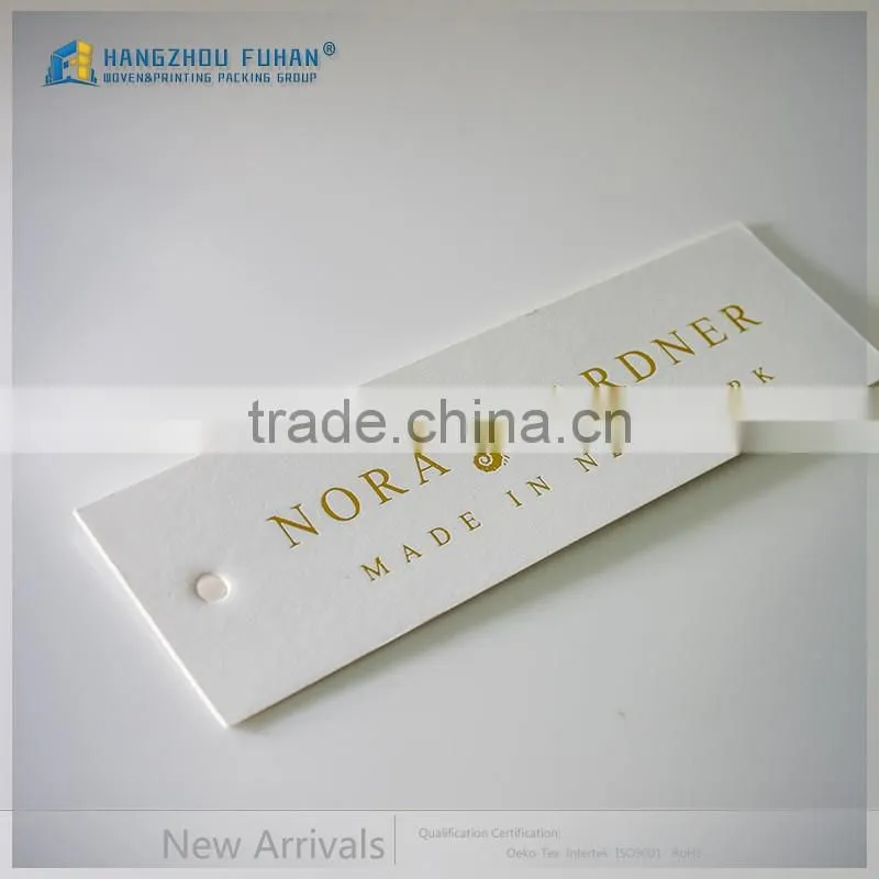 Hot Stamping Gold Color Logo White Hang Tag