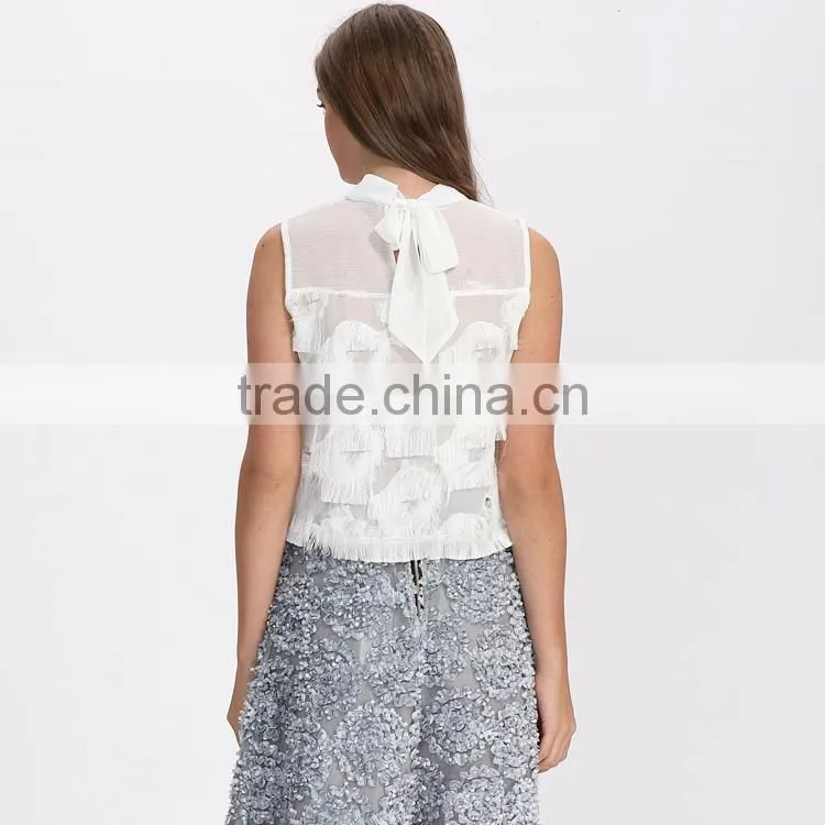 Latest fashion women white fancy blouses patterns