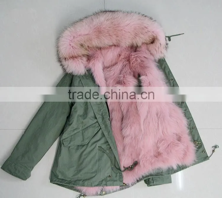 CX-G-P-01C Ladies Latest High Quality Fox Fur Real Fur Parka Coat for Sale