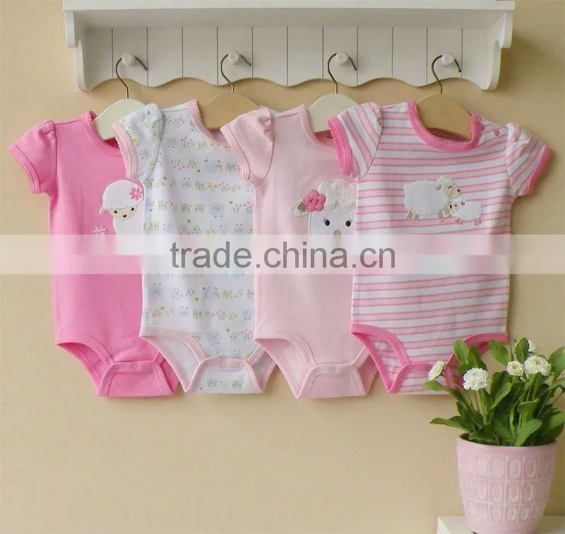 mom and baby 2012 summer baby clothing 100% cotton embroider short sleeve bodysuit