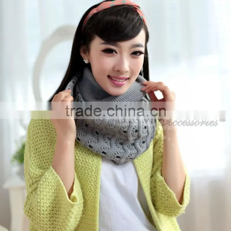 cashmere black color fashion winter knitted factory produce fashion circle round scarf