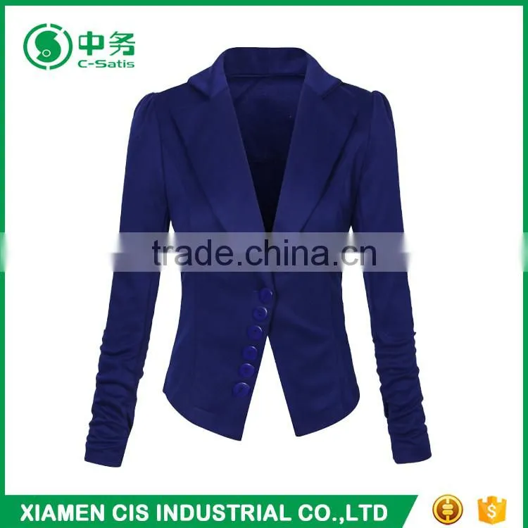 Latest Design Pure Pink Color Multi Buttons Ladies Slim Fit Blazer