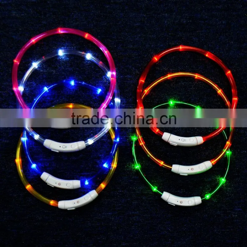 2015 Hotest Pet product led usb rechargeable dog collars, glowing collar waterproof, Flashing LED light Dog Collar
