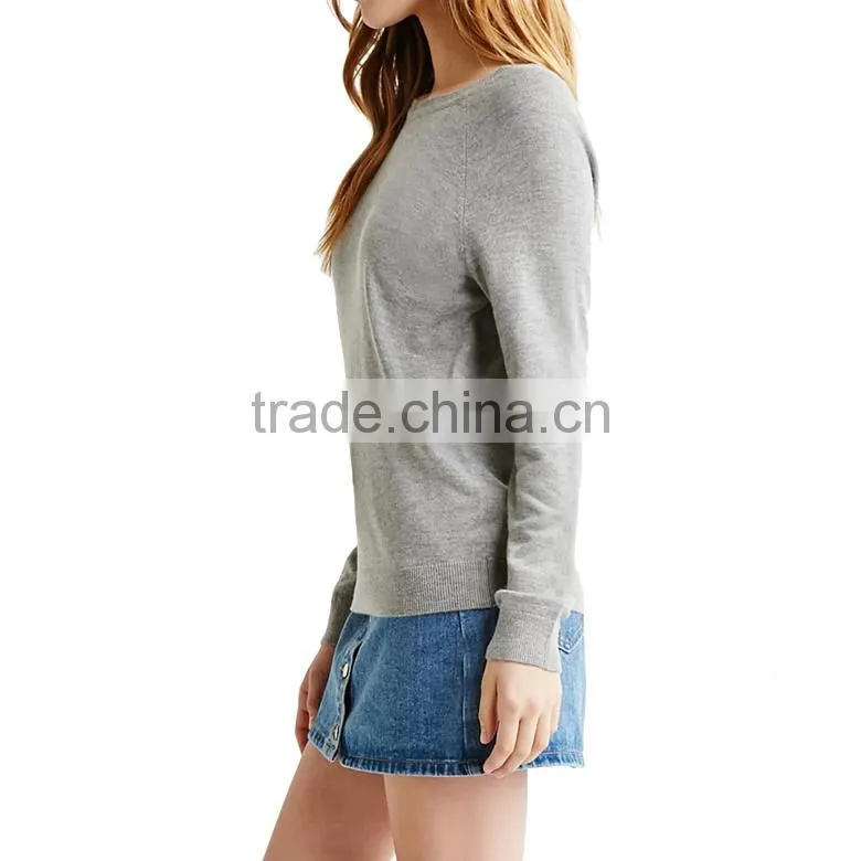 preepy look soft wool-blend rib-knit cuffs raglan sleeve sweater knitted