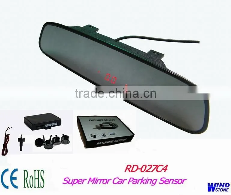 Wireless Super slim Rear view Mirror LED Display Parking sensor With 4 Sensors-WRD-027C4