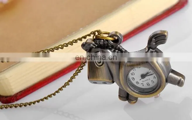 godbead Charming Design Classic Quartz Antique Pony Pendant Children Pocket Watch Necklace retro pocket watch wholesale