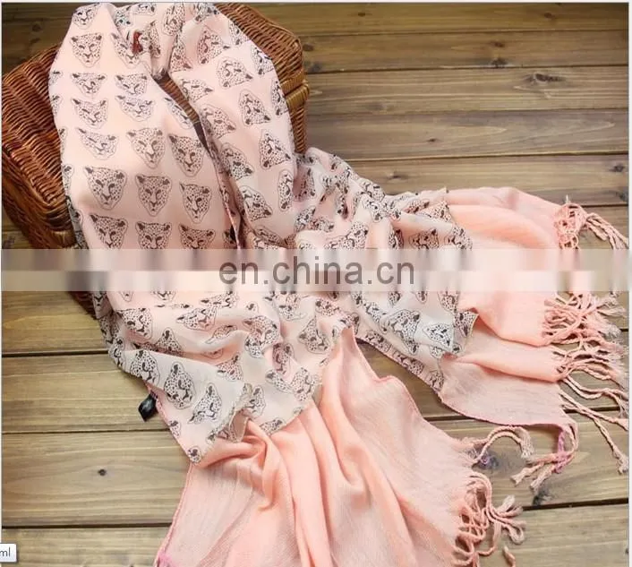 fashion lady printed scarf with tassel