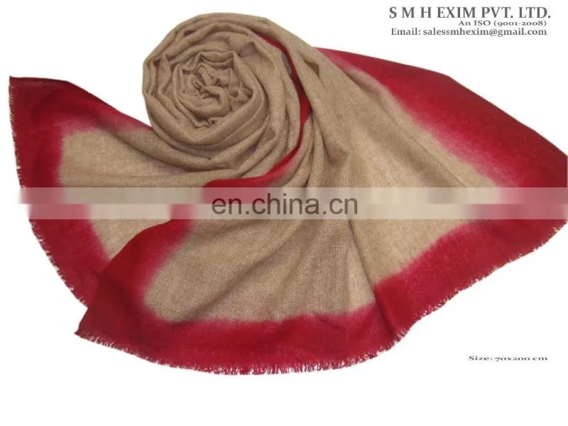 Gauze pashmina wool four side ombre