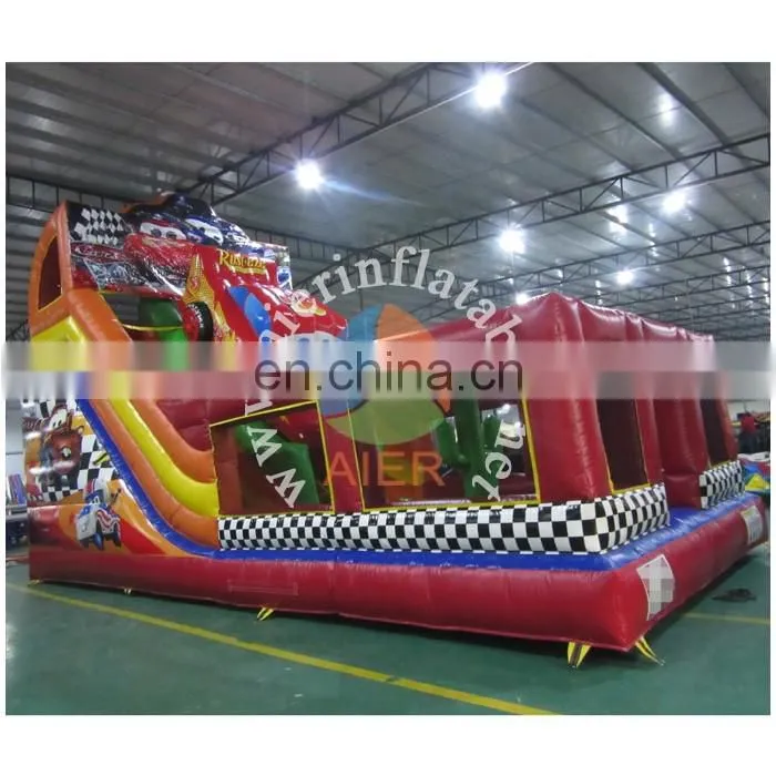 2017 Aier fashionable commercial inflatable water slide decorated with car/inflatable water slide for kids and adult