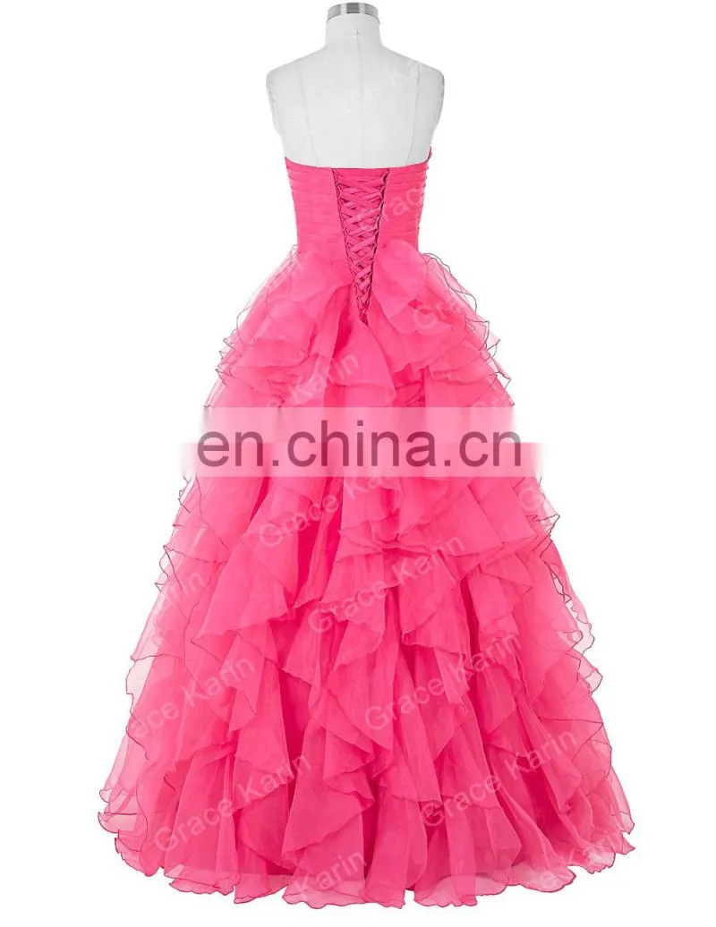 Grace Karin Strapless Off shoulder Organza Long Western Boutique Dresses CL3411-1