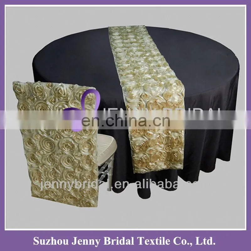 TR012B Sequin Embroidered Organza Wedding Yellow Table Runner