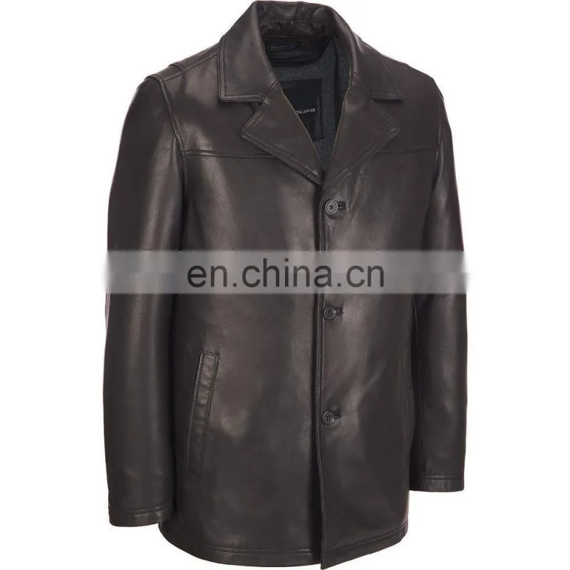 Men Leather Coat, Men Long Leather Coat, HLI New leather men coat