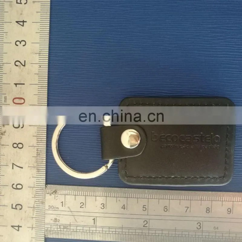 Black Leather Key Ring Holder with Embossed logo