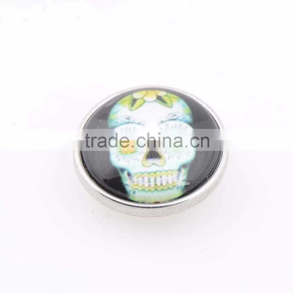smile skull head push button snap for leather bracelet