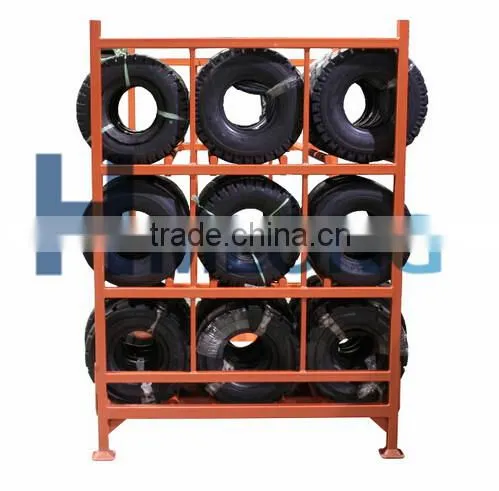 Adjustable foldable metal tire storage rack