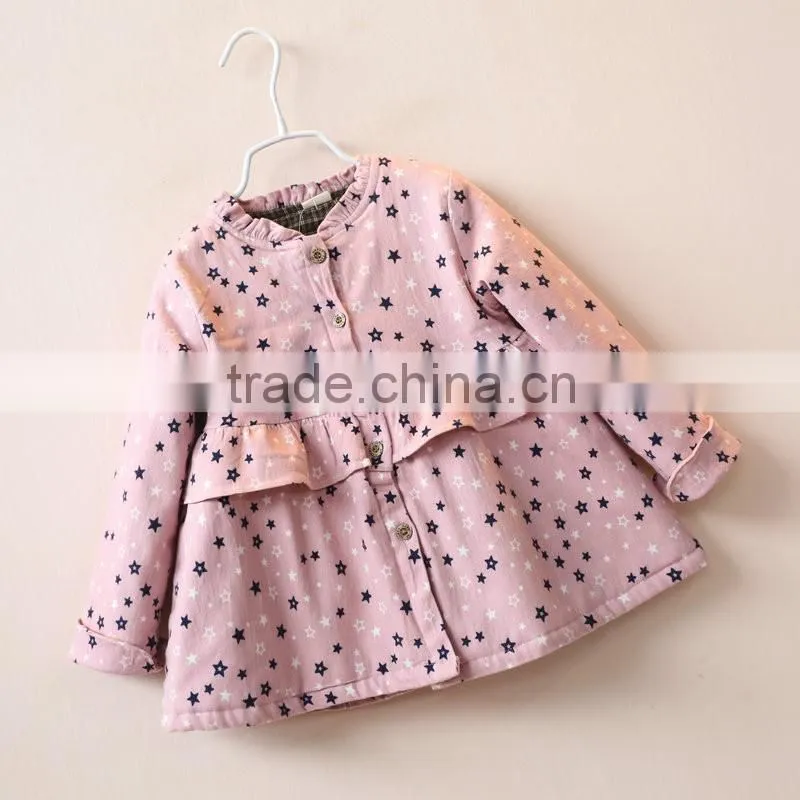 Korean children clothing girl spring coats kids long sleeve stringy selvedge roung collar girl princess outwear