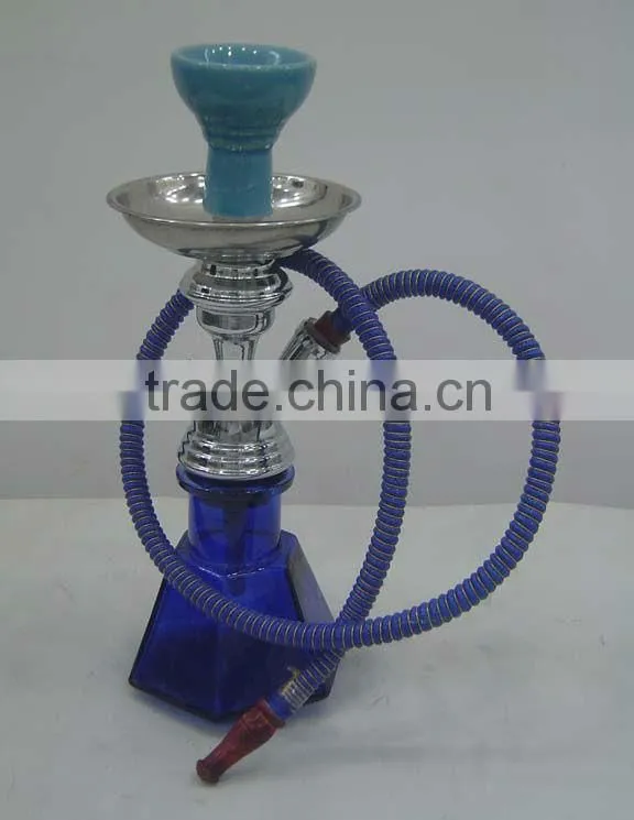 Blue Glass & Metal Hukka