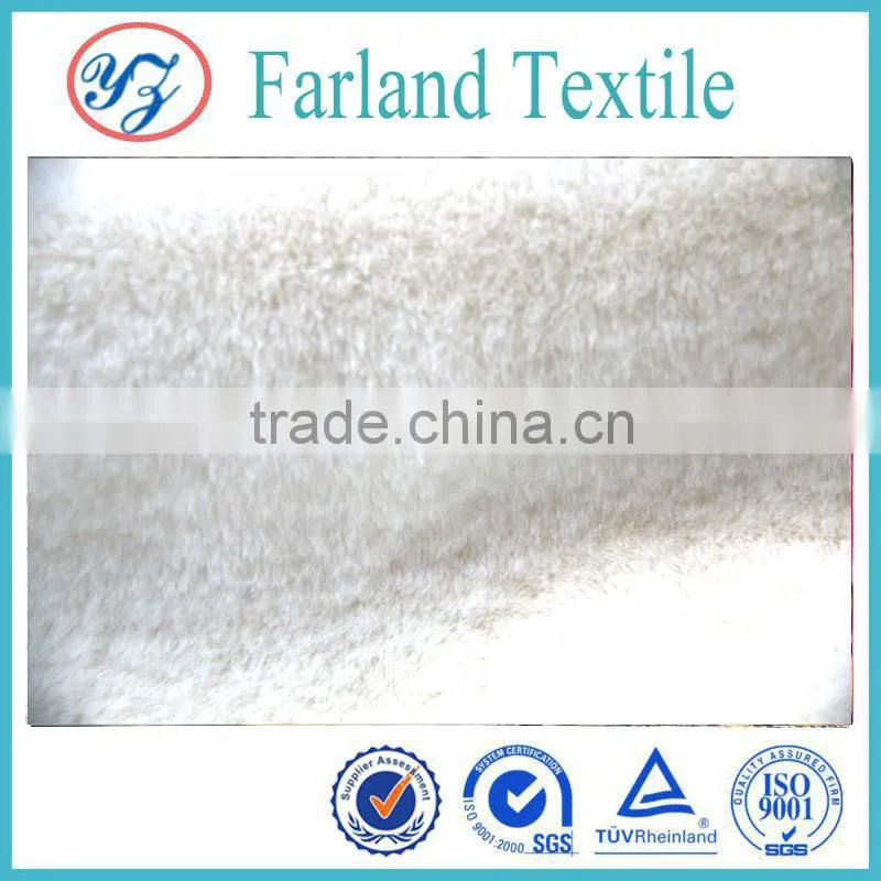 2015new products high pile plush fabric white rabbit fur coat fabric