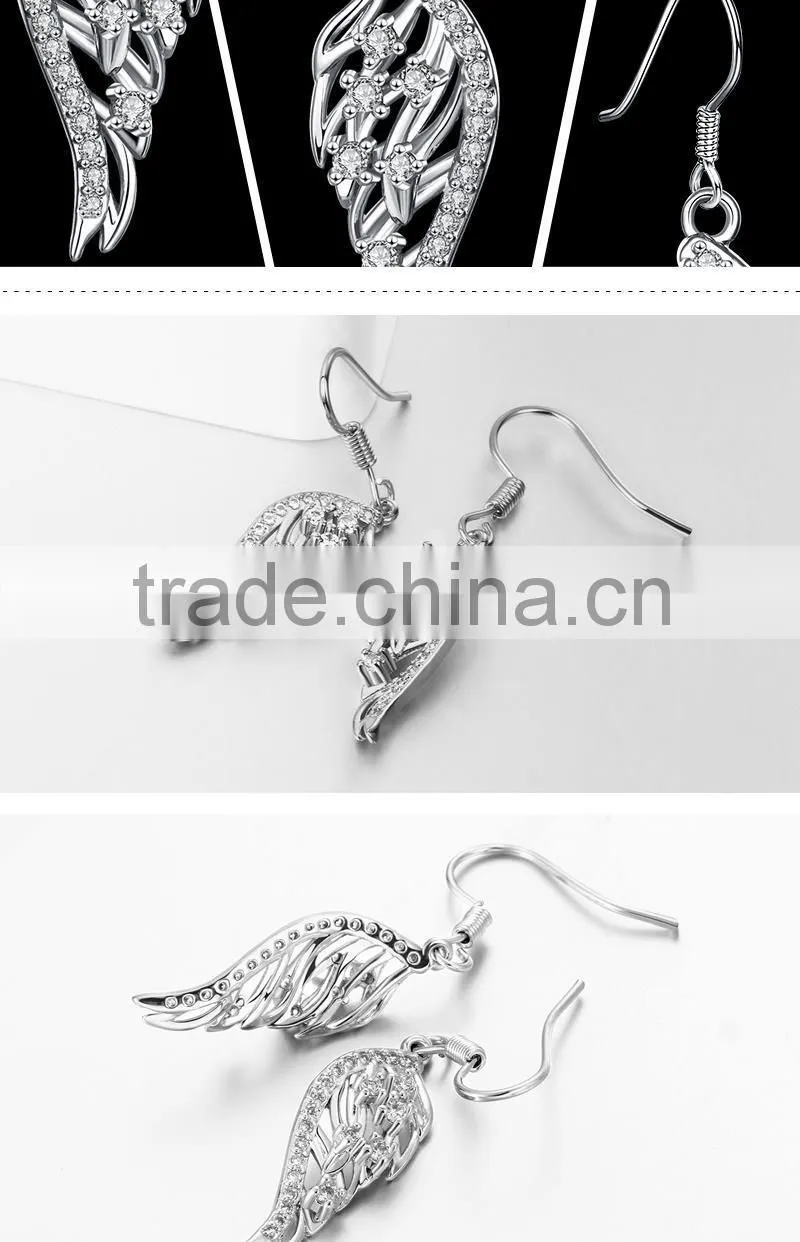 2015 Charming feather shape fashion gold earring designs new model earrings