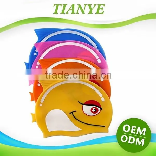 Carton swim cap Amazon Hot Selling Funny Silicone Swim Cap For Kid, Summer Diving Promotional Swimming Cap