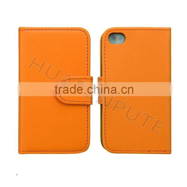 Anti-scratch and shockproof leather phone case for iphone4 with card holder