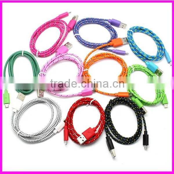 1m Round Braided Textile Electrical usb Cable/Wire/Pulley Cord 2 wires