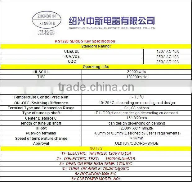 stove bimetallic adjustable Thermostat&Temperature Controller