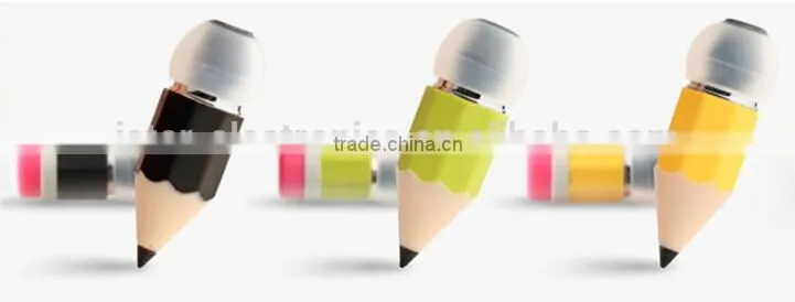 Stylish Pencil earphones Plastic Stereo In-ear earbuds for promotion