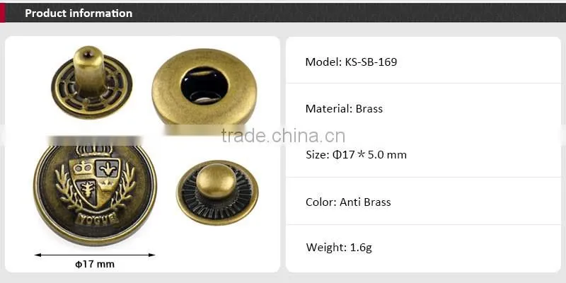 Hot Sale Cheaper Antique Brass Custom Metal Snap Button